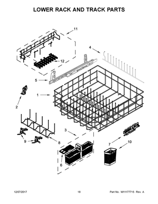 Lower Rack And Track Parts Diagram and Parts List for JDTSS246GS0  Maytag Dishwasher