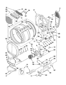 Bulkhead Parts Diagram and Parts List for MEDE500WJ0  Maytag Dryer
