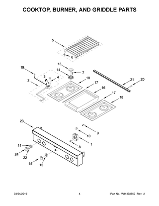Cooktop, Burner, And Griddle Parts Diagram and Parts List for JGCP536HM00  Maytag Cooktop