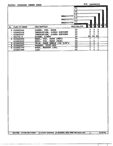 Freezer Inner Door Page 2 Diagram and Parts List for HMG211770  Admiral Refrigerator