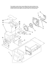 Motor And Ice Container Parts Diagram and Parts List for AFI2538AES13  Amana Refrigerator