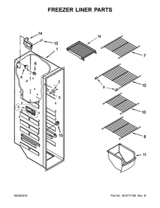 Freezer Liner Parts Diagram and Parts List for 5MSF25N4BA02  Maytag Refrigerator