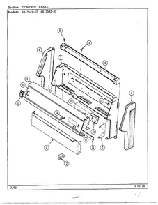 Control Panel Diagram and Parts List for 2543  Magic Chef Range