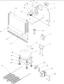 Machine Compartment And System Diagram and Parts List for AFU2067AW0  Amana Freezer