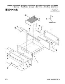 Control, Door And Drawer Parts Diagram and Parts List for JWD2130WP00  Jenn-Air Warming Drawer