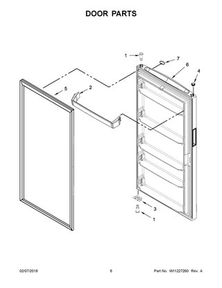 Door Parts Diagram and Parts List for AZF33X18DW02  Maytag Freezer