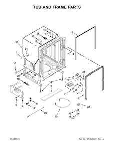 Tub And Frame Parts Diagram and Parts List for MDB8959SFH3  Maytag Dishwasher
