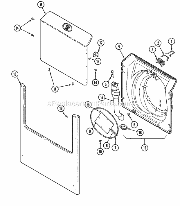 Door & Front Panel Diagram and Parts List for MAH5500AWW  Maytag Washer