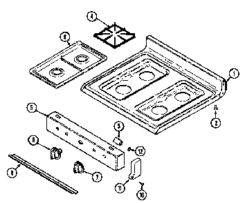 Top Assembly Diagram and Parts List for CRG7500CGL  Maytag Range