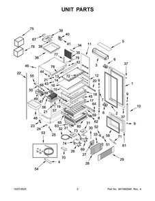 Unit Parts Diagram and Parts List for JBBFL30NMX00  Jenn-Air Refrigerator