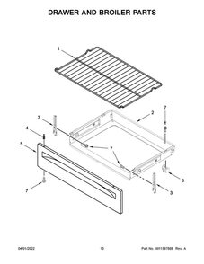 Drawer And Broiler Parts Diagram and Parts List for ACR2303MFW7  Amana Range