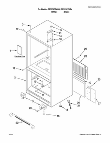 Cabinet Parts Diagram and Parts List for GB2026PEKW4  Amana Refrigerator