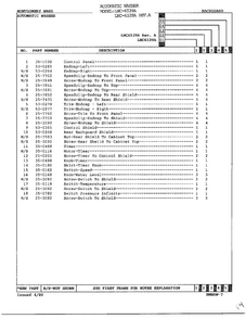 Automatic Washer-backguard Page 2 Diagram and Parts List for 6539A REV A Norge Washer