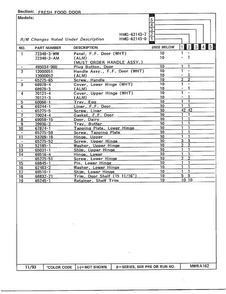 Fresh Food Door Diagram and Parts List for 62143-0A  Admiral Refrigerator