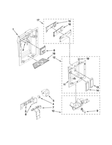Dispenser Front Parts Diagram and Parts List for JS48SEDUDW00  Jenn-Air Refrigerator
