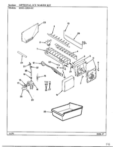 Optional Ice Maker Kit Diagram and Parts List for 22824-0B  Admiral Refrigerator