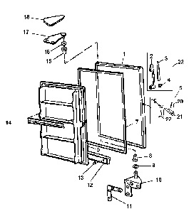 Freezer Door Diagram and Parts List for ESUF15HW-P1179605WW  Amana Freezer