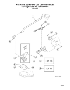 Gas Valve/Igniter And Gas Conversion Kits 1 Diagram and Parts List for ATGE9ASP115TW01  Speed Queen Washer Dryer Combo