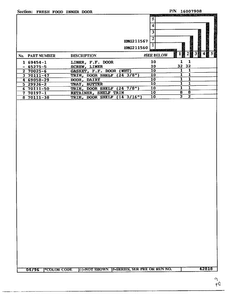 Fresh Food Inner Door Page 2 Diagram and Parts List for HMG-211560  Admiral Refrigerator