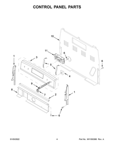 Control Panel Parts Diagram and Parts List for AER6303MFS5  Amana Range