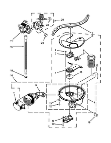 Pump, Washarm And Motor Parts Diagram and Parts List for JDB3650AWF3  Jenn-Air Dishwasher