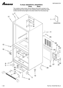 Cabinet Parts Diagram and Parts List for AB2225PEKW12  Amana Refrigerator