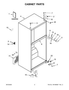 Cabinet Parts Diagram and Parts List for ARTX3028PW01  Amana Refrigerator