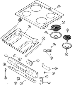 Top Assembly Diagram and Parts List for CES3540ACB  Magic Chef Range