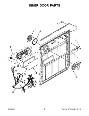04 - Inner Door Parts Diagram and Parts List for ADB1500ADB4  Amana Dishwasher