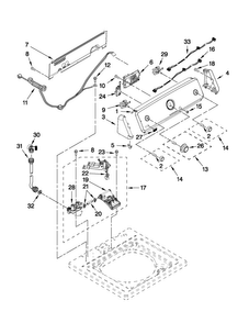 Controls And Water Inlet Parts Diagram and Parts List for 3LMVWC100YW0  Maytag Washer