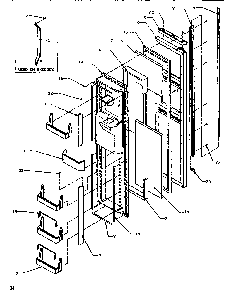Freezer Door Diagram and Parts List for SRD520SW-P1186301WW  Amana Refrigerator