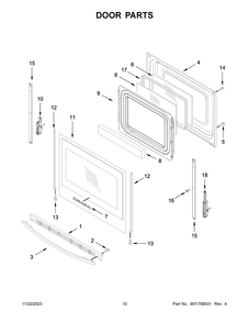 Door Parts Diagram and Parts List for AGR6603SMS1  Amana Range