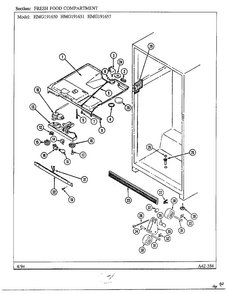 Fresh Food Compartment Diagram and Parts List for 191650  Admiral Refrigerator