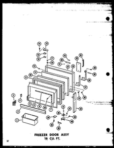 Freezer Door Assy 16 Cu. Ft. Diagram and Parts List for T16J-P60178-1W  Amana Refrigerator