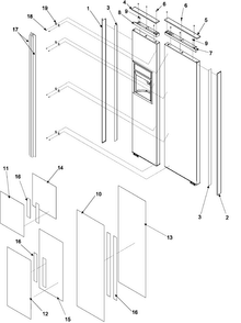 Handles And Trim Diagram and Parts List for ARS9269BS-PARS9269BS1  Amana Refrigerator