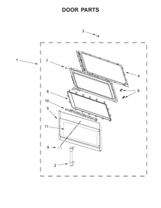 Part Location Diagram of W10593886 Whirlpool Microwave Door Outer Panel (Stainless)