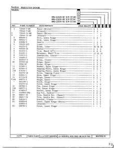 Freezer Door Page 2 Diagram and Parts List for 22824-0B  Admiral Refrigerator