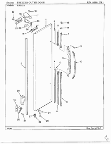 Freezer Outer Door Diagram and Parts List for 22714  Maytag Refrigerator