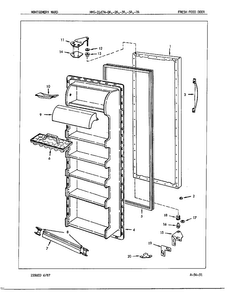 Fresh Food Door Diagram and Parts List for 21674A  Admiral Refrigerator