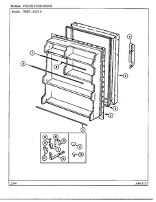 Fresh Food Door Diagram and Parts List for 18103-0  Admiral Refrigerator