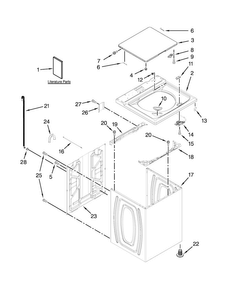 Top And Cabinet Parts Diagram and Parts List for 4KMVWC330DW0  Maytag Washer