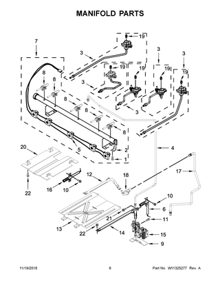 Manifold Parts Diagram and Parts List for MGR6600FW1  Maytag Range