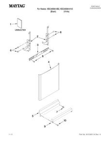 Door And Panel Parts Diagram and Parts List for MDC4809AWB2  Maytag Dishwasher