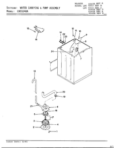 Water Carrying And Pump Assembly Diagram and Parts List for 6540A REV D Norge Washer