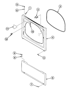 Front Assy Diagram and Parts List for SDGT09WF  Speed Queen Dryer