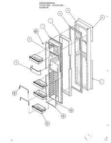 Freezer Door Diagram and Parts List for SZDE27KB  Amana Refrigerator
