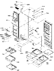 Refrigerator/freezer Shelves, Lights, And Hinges Diagram and Parts List for SBD20S4L-P1190007WL  Amana Refrigerator