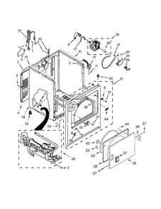 Cabinet Parts Diagram and Parts List for MGDC215EW1  Maytag Dryer