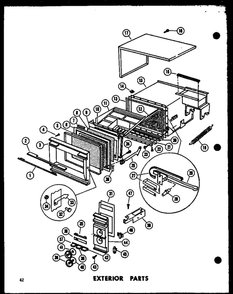 Exterior Parts Diagram and Parts List for RR-4 P71100-2M Amana Microwave