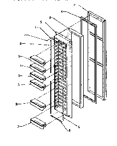 Freezer Door Diagram and Parts List for SX22SE-P1190201WE  Amana Refrigerator